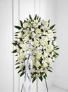 Exquisite Tribute Standing Spray-White Ribbon - S6-4447