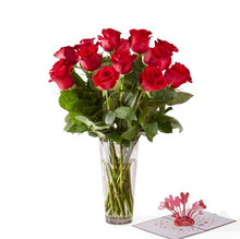  Long Stem Red Rose Bouquet & Lovepop Pop-Up Card - B59C
