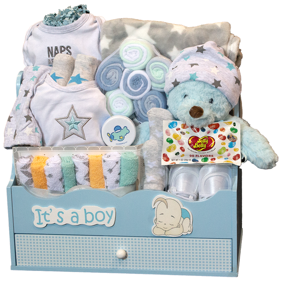 IBD 984 WOODEN TOTE W/ DRAWER (BOY) Gift Basket