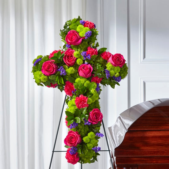 Tribute Rose Floral Cross - S5283